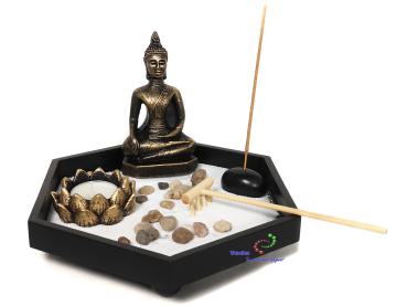 Zen-Garten mit Buddhafigur Rauchstab Dekostein Nr:HY-365